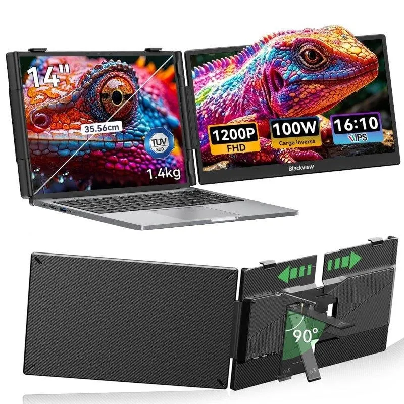 Monitor PC Blackview Extensor Dual 14" FullHD IPS USB-C Portatile Altoparlante