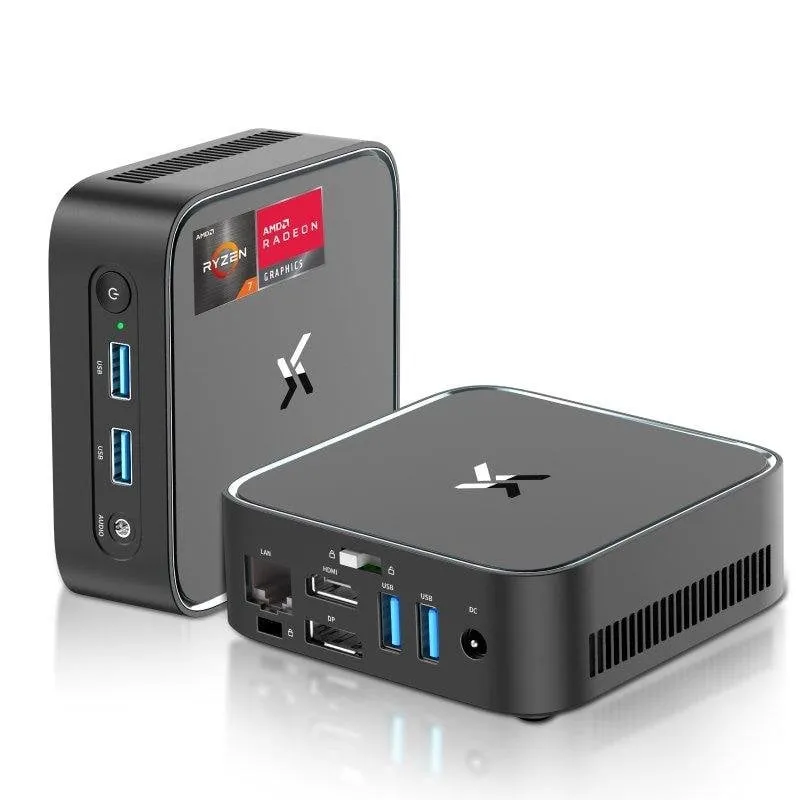 Mini PC Huidun H80 AMD Ryzen 7 3700U 16GB Radeon Vega 10 512GB SSD Windows 11 Pro doppio schermo