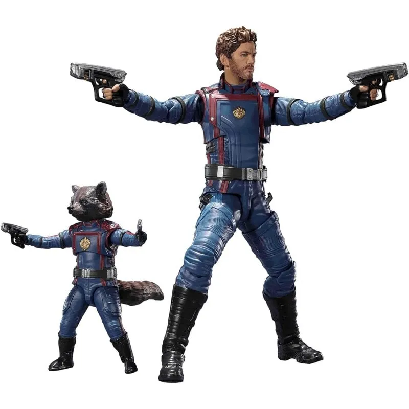 Figura Star-Lord Bandai Marvel con Rocket Raccoon Accessori 15 cm