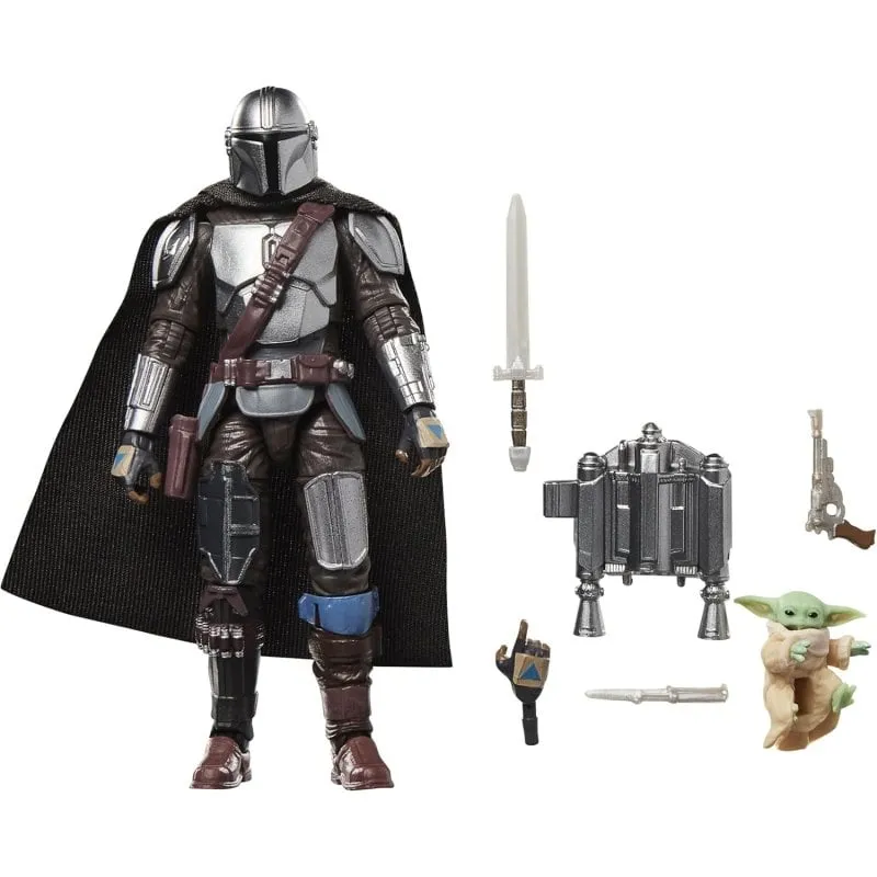 Figura Deluxe Hasbro The Mandalorian e Grogu Star Wars Articolata 9,5 cm
