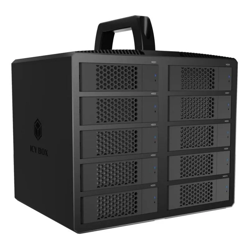 Caja PC Icy Box IB-3710-C31 10 Bay SATA 2,5/3,5 Alluminio Nero con Ventole