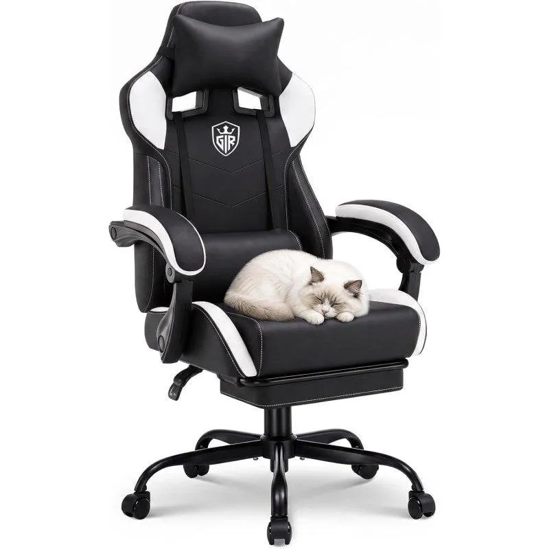 Sedia Gaming GTPLAYER Ergonomica Poggiapiedi Poggiatesta 150 kg Bianca