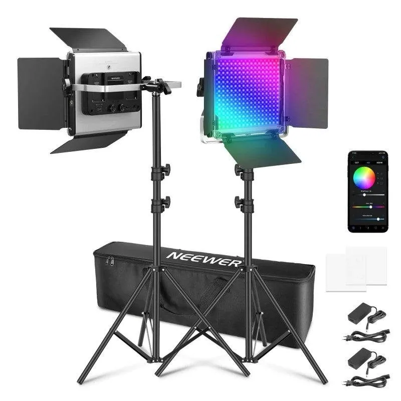 Kit Luce LED Video Neewer RGB660 Pro II 50W RGB 360° con Supporto e App