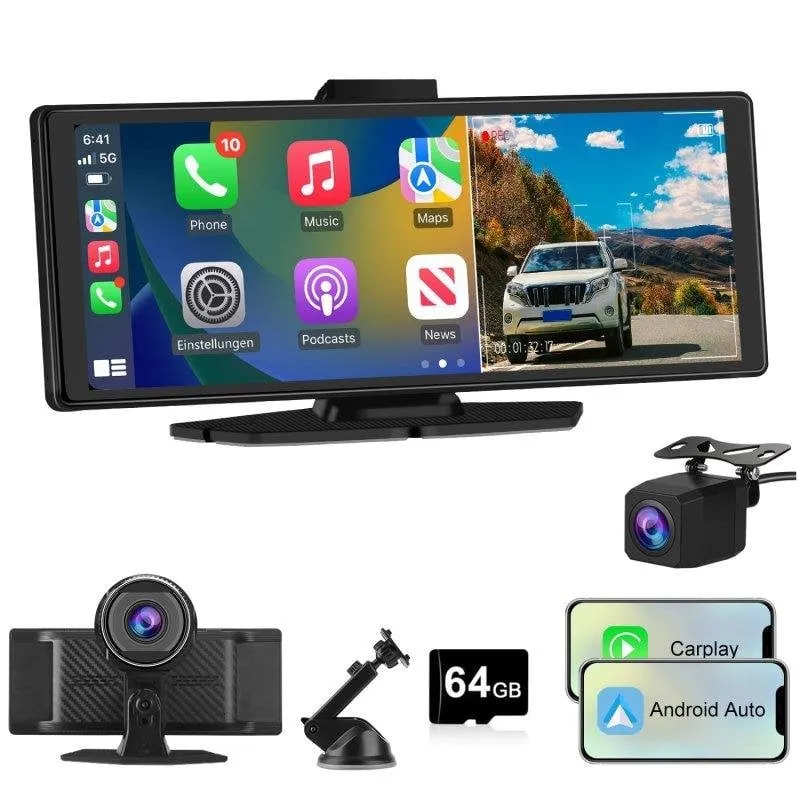 Lettore MP5 portatile JUNSUN 10,26" Apple CarPlay Android Auto 4K