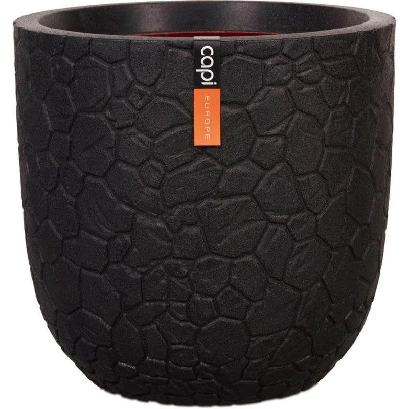 Vaso Rotondo Capi Clay NL Nero 43 cm Isolante Antigelo UV