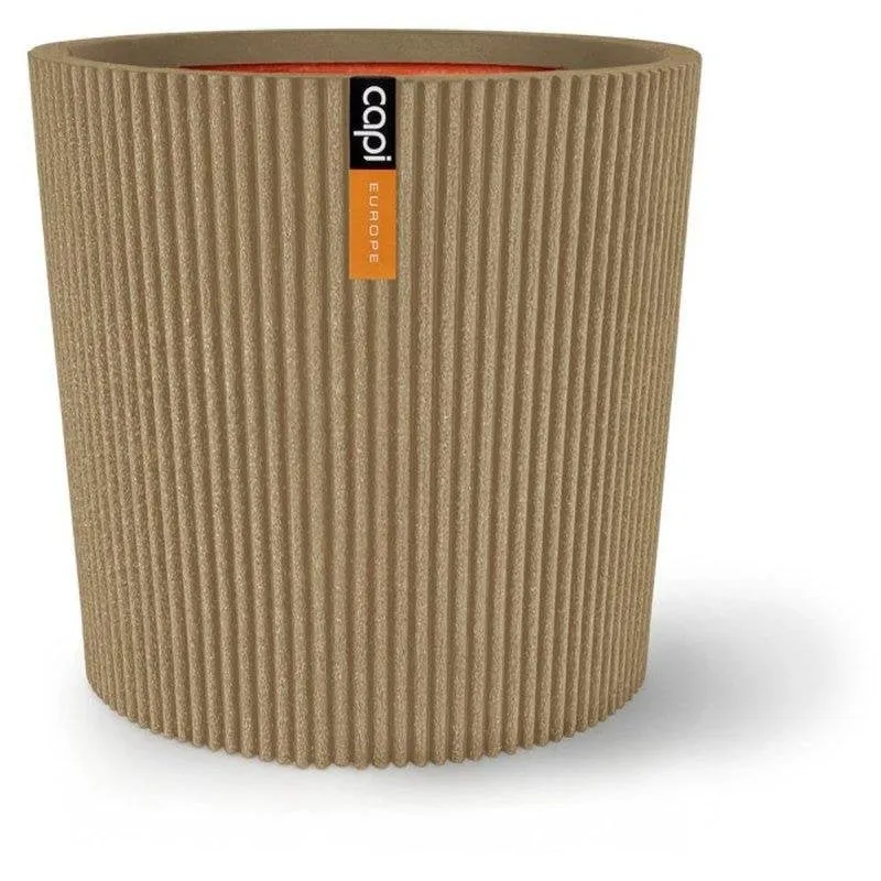 Vaso Giardino Groove NL Conico Beige con Copertura Isolante 45x41 cm