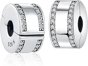 WEIMU Ferma-Perle In Vero Argento Sterling 925 Per Bracciali, Ferma-Ciondoli Per Braccialetti Con Perle, M, Argento Sterling, Zirconia Cubica