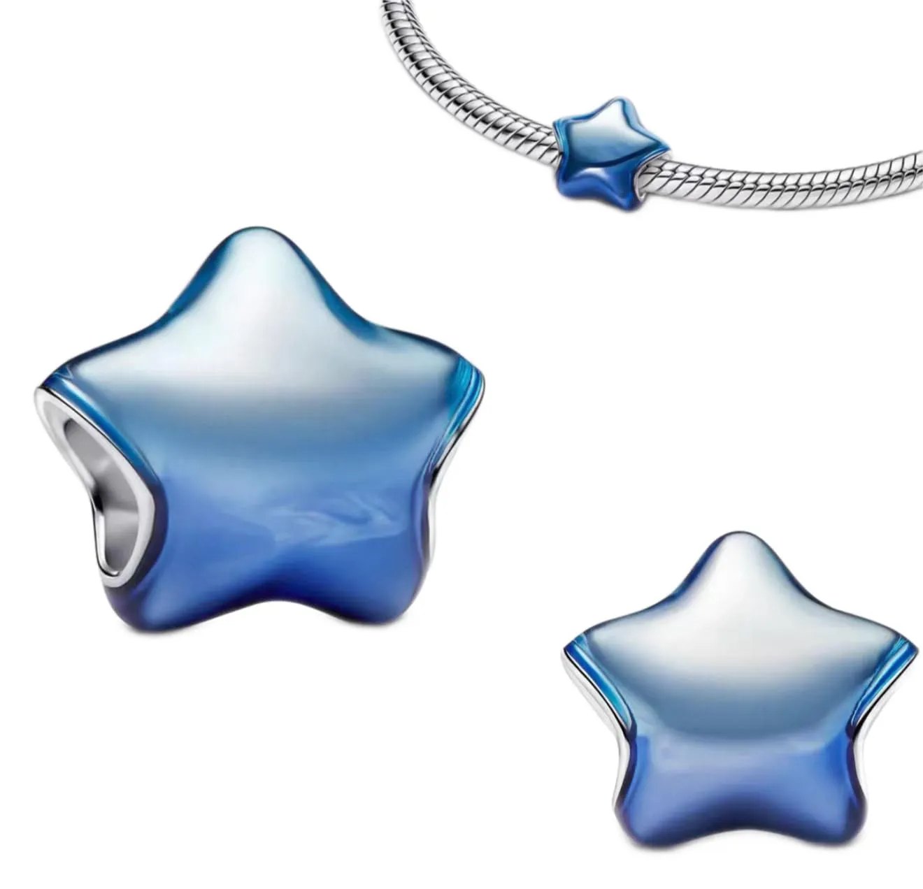 WEIMU Ciondoli in argento S925 per bracciali, ciondoli a forma di stop, compatibile con braccialetti e collane europei da donna, m, Argento sterling, Zirconie sintetico