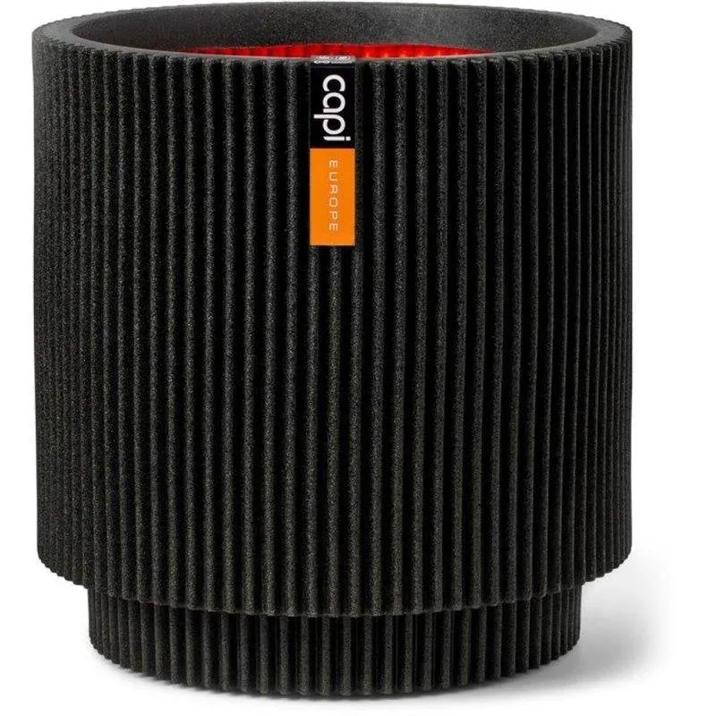 Vaso Groove NL Capi Europe cilindrico nero texture 44x46 cm