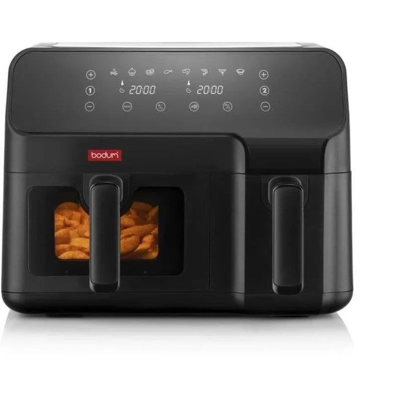 Friggitrice ad Aria Bodum Melior Dual 3,2L 5,1L 2700W Doppio Cestello 8 Programmi Timer
