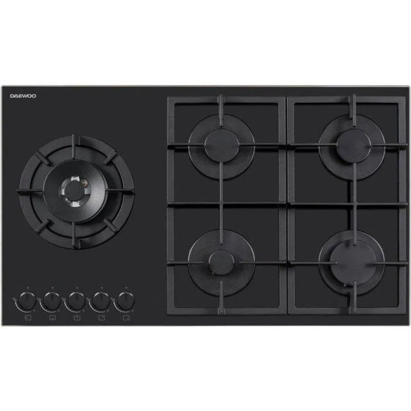 Piastra cottura a gas Daewoo BH9GKF51BNH 90 cm vetro nero 5 bruciatori