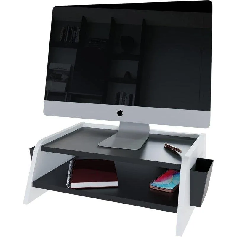 Levira Butley Supporto Monitor Scrivania 50x38 cm Nero e Bianco Robusto