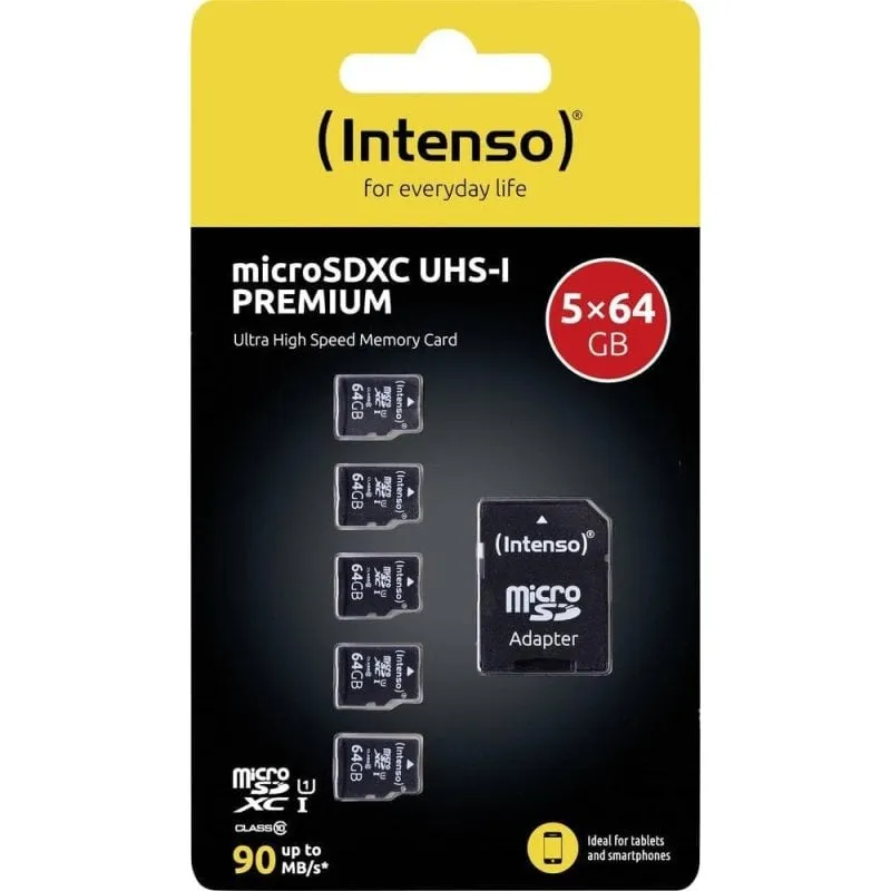 Scheda microSD Intenso 64GB UHS-I Classe 10 Confezione 5 pezzi