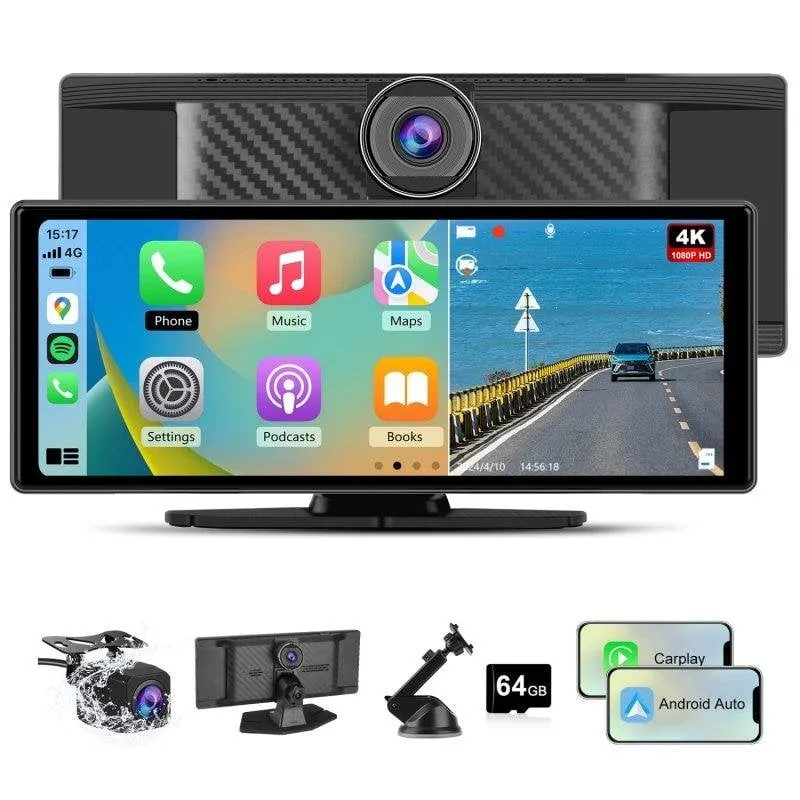 Schermo touch JUNSUN 10,26 pollici CarPlay Android Auto wireless USB Aux