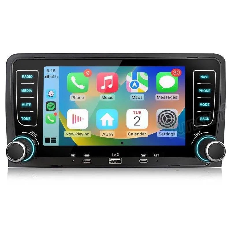 Autoradio 2DIN JUNSUN Audi A3 S3 RS3 8P 7" Android 15 CarPlay GPS 64GB
