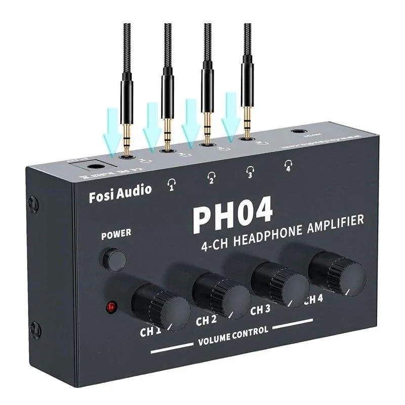 Amplificatore Fosi Audio PH04 40mW 4 Uscite Jack 3,5 mm Controllo Volume