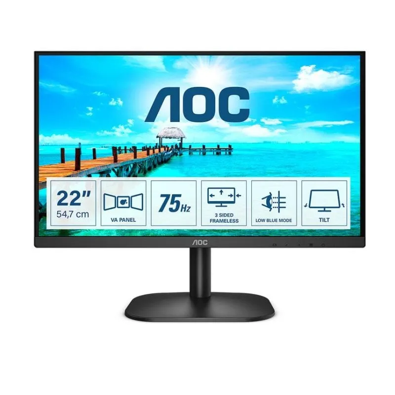 Monitor PC AOC 22B2H 21,5" Full HD 75Hz VA Senza Cornici 4ms