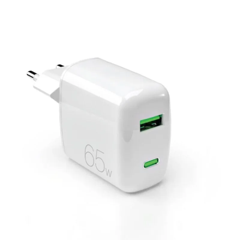 Caricatore PURO 65W GaN USB-C USB-A Bianco