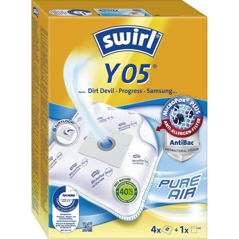 Borsa per polvere Swirl Y 05 4 pz Filtro anti-allergico Dirt Devil Progress Samsung