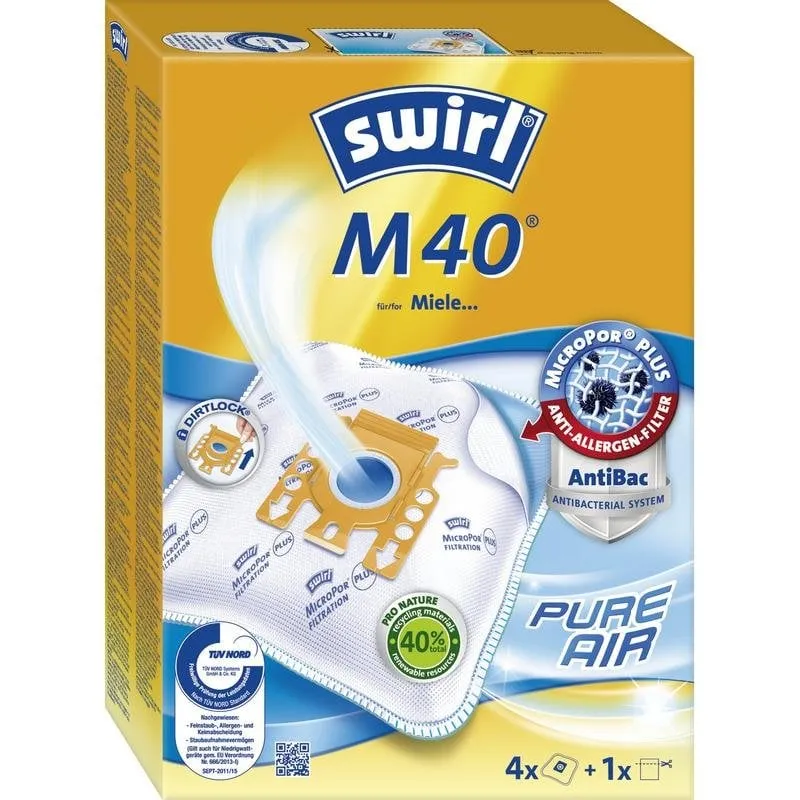Sacchetto aspirapolvere Swirl M 40 EcoPor con filtro antiallergico, 4 pezzi