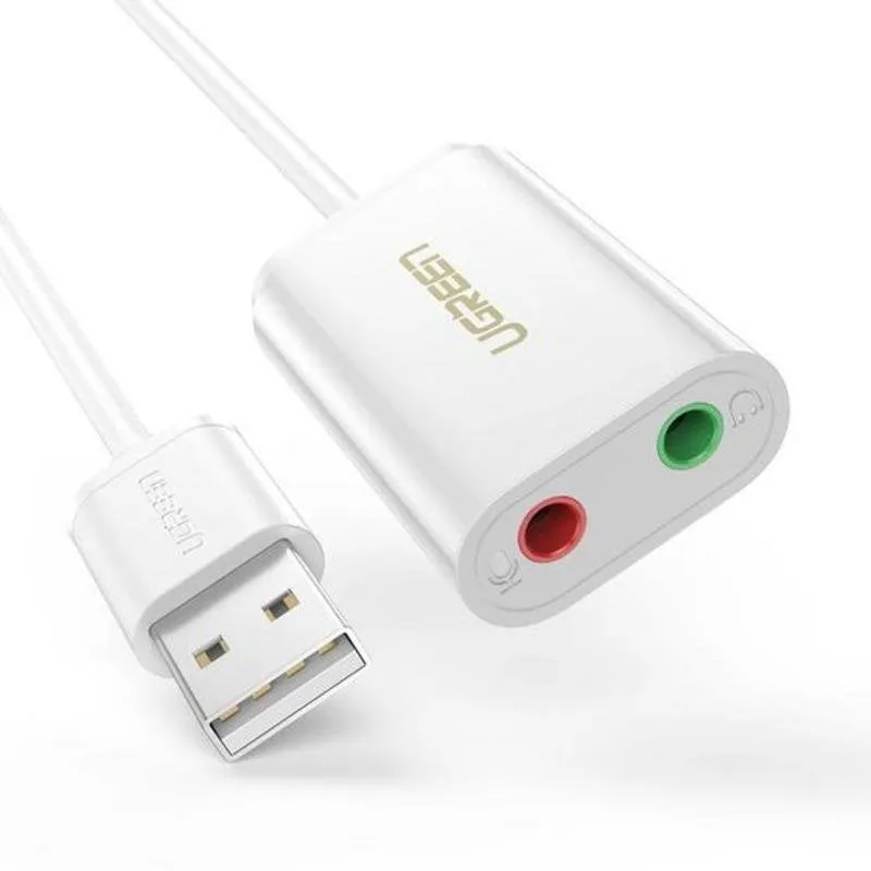 Scheda audio UGREEN 30143 USB 2.0 microfono e cuffie bianca