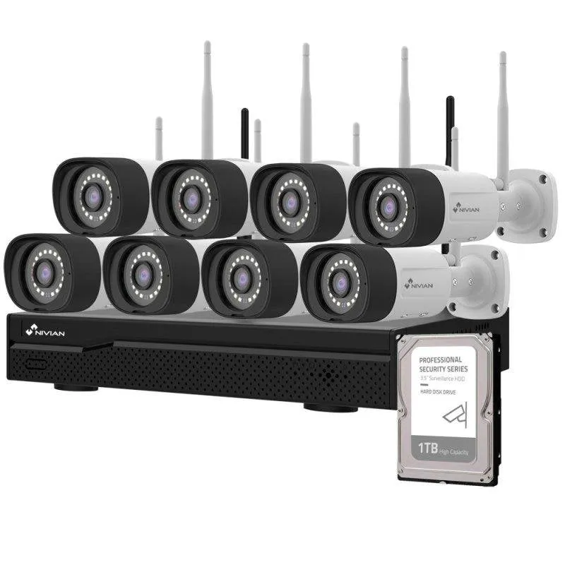 Registratore NVR per Telecamera IP Nivian NV-KIT1630W6 8 telecamere 2K 1TB HDD WiFi-6