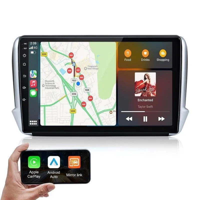 Autoradio JUNSUN 10" CarPlay Android Auto Bluetooth 5.0 Peugeot 208 2008