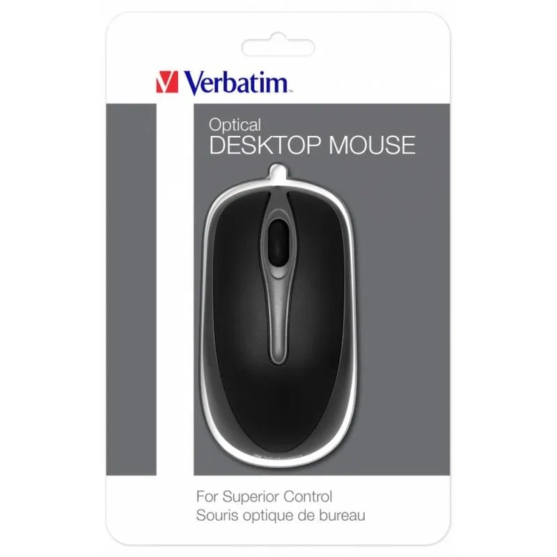 Mouse Verbatim 49019 cablato USB 1000 DPI nero e grigio ambidestro
