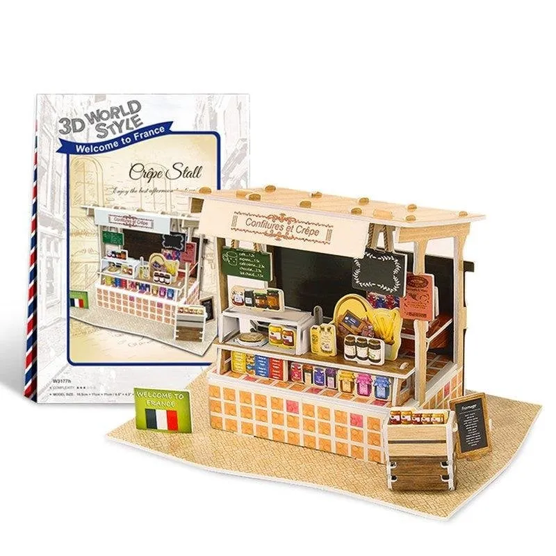 Puzle 3D World Style Francia Posto di Crepes Tradizionale