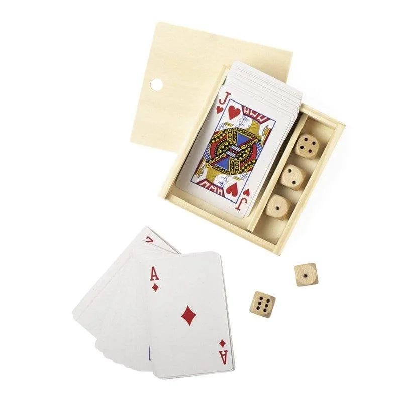 Set Pelkat Dam Electronics Carte Francesi e Dadi di Legno