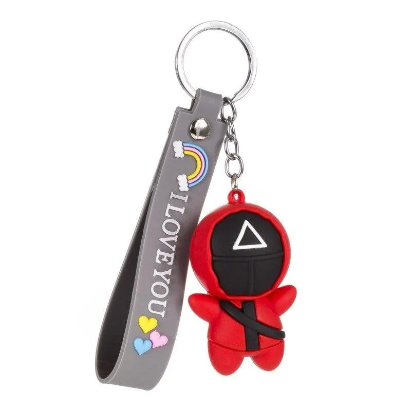 Portachiavi 3D Polpo Rosso con Pendente Silicone Aleatorio Triangolo Vigilante