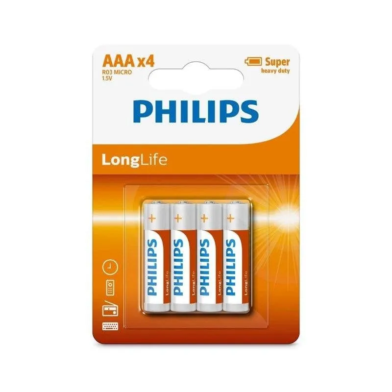 Pila Philips LongLife R03 AAA 1,5V Zinc-Carbon 4 Unita