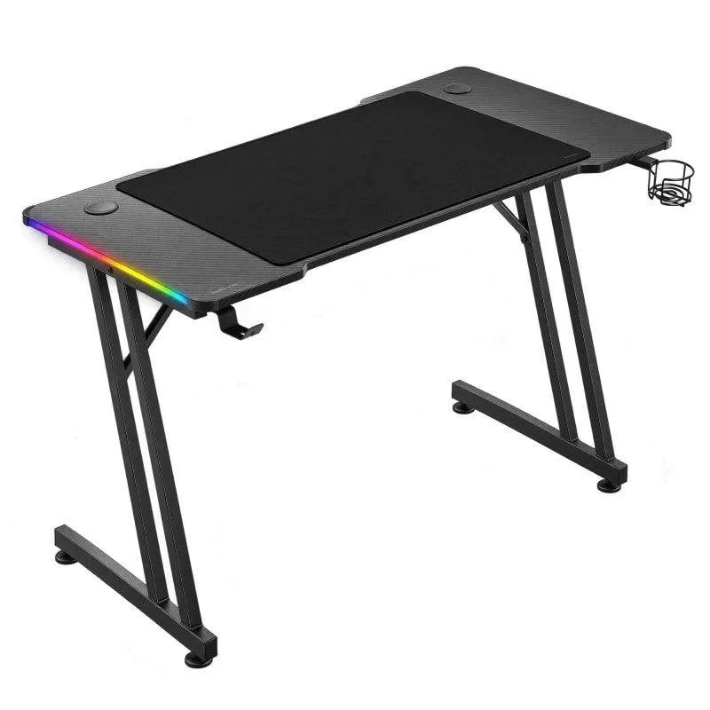 Scrivania gaming Mars Gaming 120 cm fibra di carbonio RGB con tappetino XXL