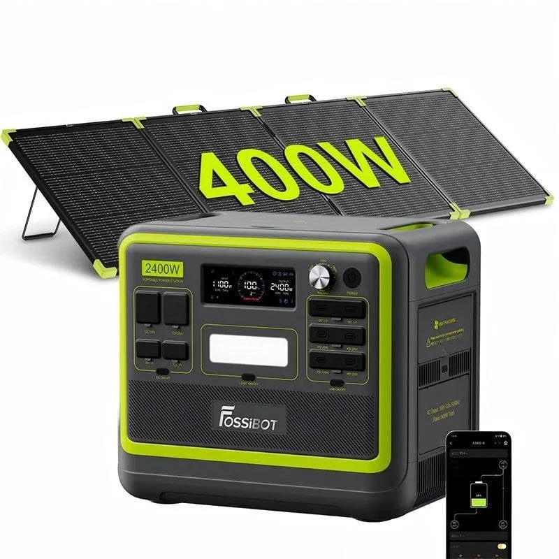 Stazione energia FOSSiBOT F2400 2048Wh 13 porte LiFePO4 + pannello 400W