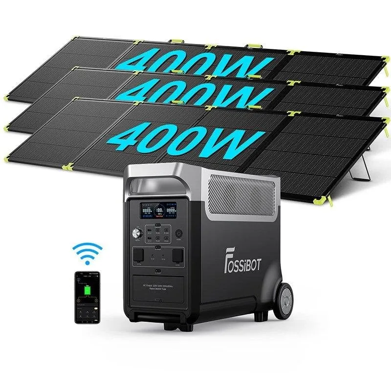 Stazione energia FOSSiBOT F3600 Pro 3840Wh 3 AC LiFePO4 + 3 pannelli 400W