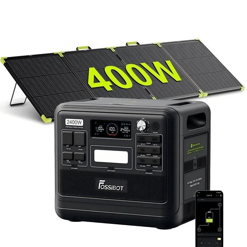 Stazione di energia FOSSiBOT F2400 2048Wh 3 AC LiFePO4 + pannello 400W