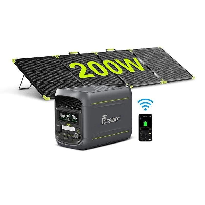Stazione di energia FOSSiBOT F1800 1024 Wh 1800 W LiFePO4 + pannello solare 200 W