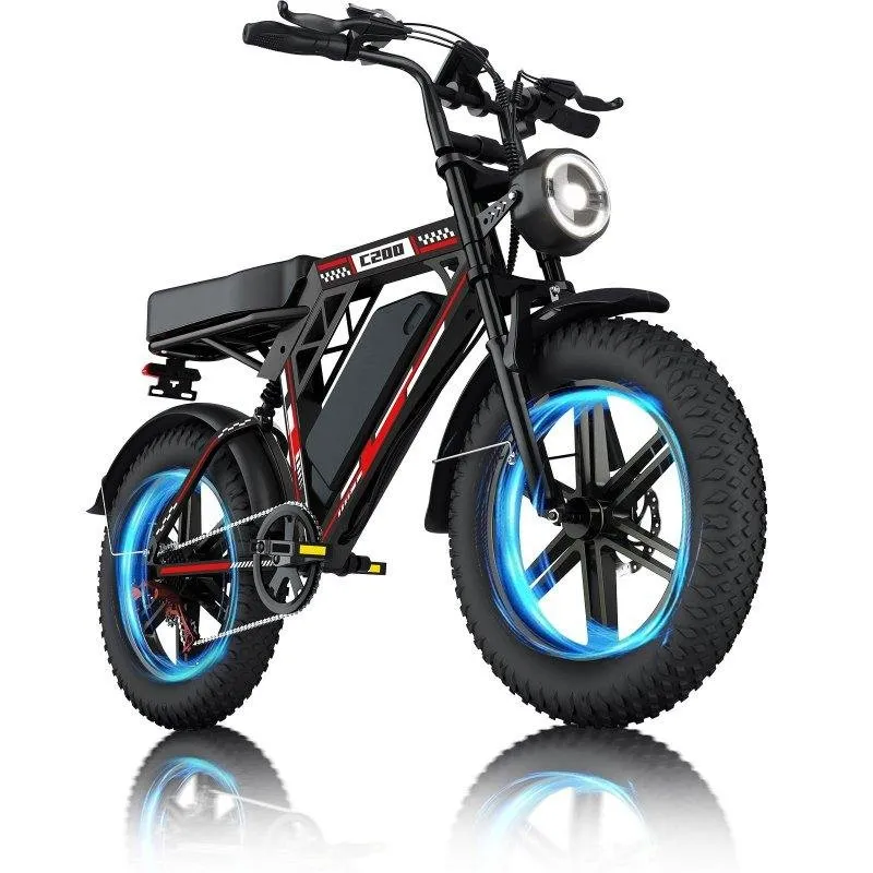 Bicicletta elettrica OOK-TEK C200 fat bike 48 V 17,5 Ah nera
