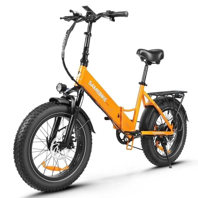 Bicicletta elettrica Samebike LOTDM200-II pieghevole 20 pollici arancione