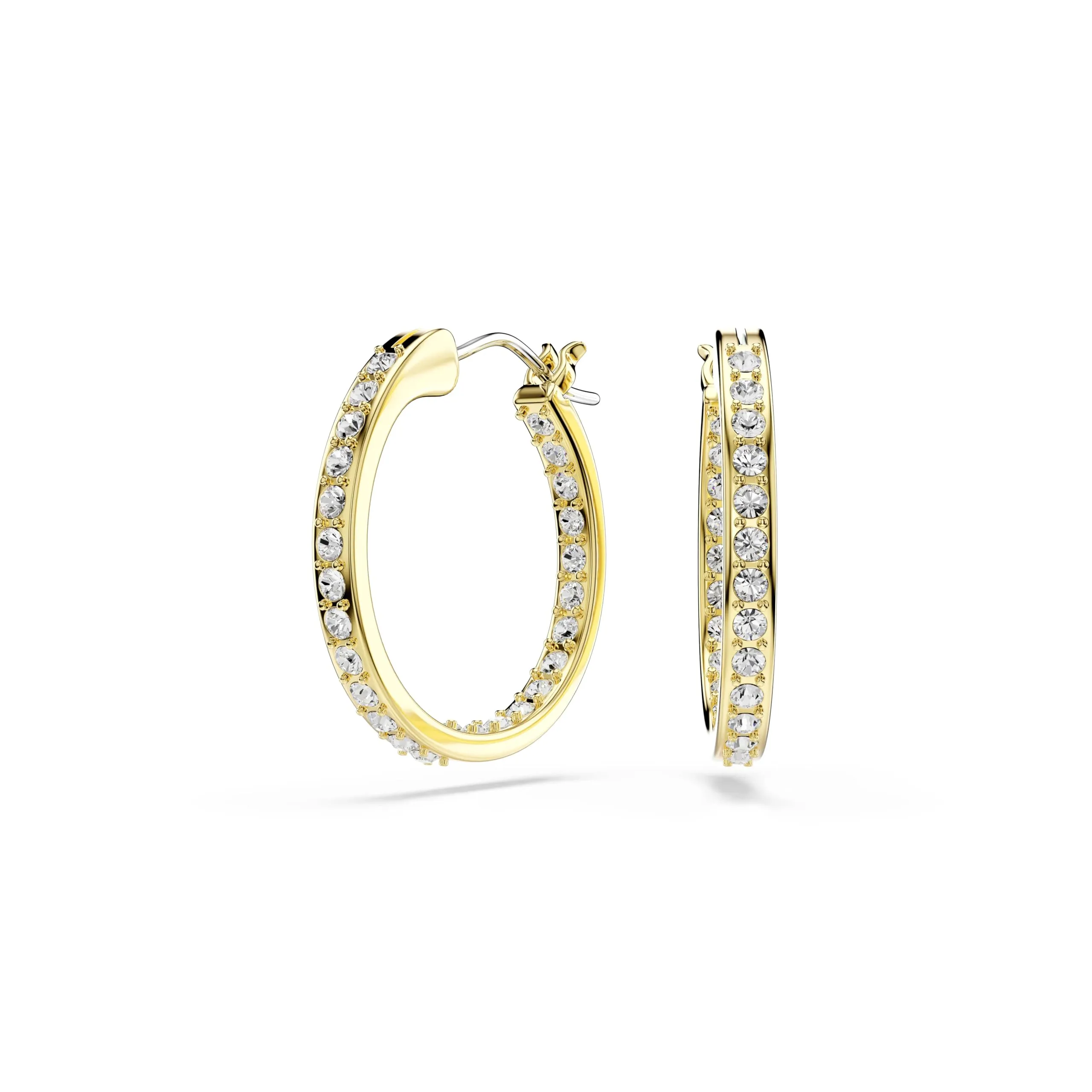 Swarovski Sommerset Orecchini a Cerchio Piccoli, Gioielli Versatili per Occasioni Speciali con Pavé di Cristalli Cry Swarovski, Placcatura in Tonalità Oro, 2 x 0,2 cm, peso (singolo orecchino) 1,1 g