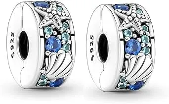 WEIMU Charms Stopper in argento Sterling 925 per braccialetto Stopper Charms per braccialetto con perline Charm ciondolo distanziatore, m, Argento sterling, Zirconia cubica