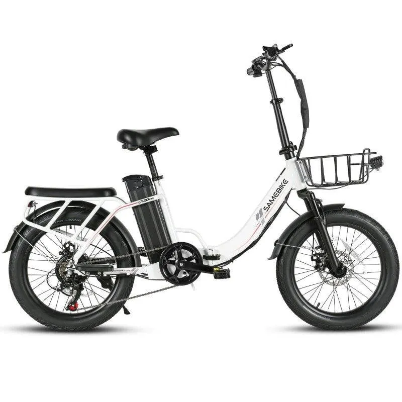 Bicicletta elettrica pieghevole Samebike CY20 Pro 36 V 13 Ah Shimano 7 velocità bianca