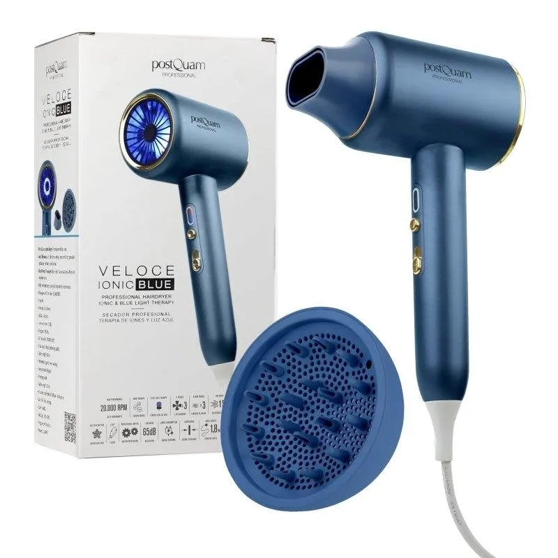 Phon Ionico PostQuam Veloce Ionic Blue 2200W 3 Temperature 3 Velocità