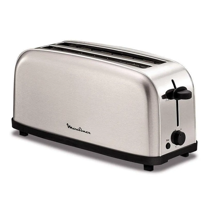 Tostapane vintage Moulinex LS330D11 2 fessure lunghe 4 fette 1400 W 6 livelli raccoglibriciole acciaio inox