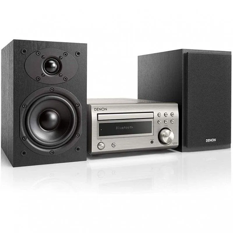 Micro Sistema Denon DM-41 60W RMS Bluetooth Radio CD Argento
