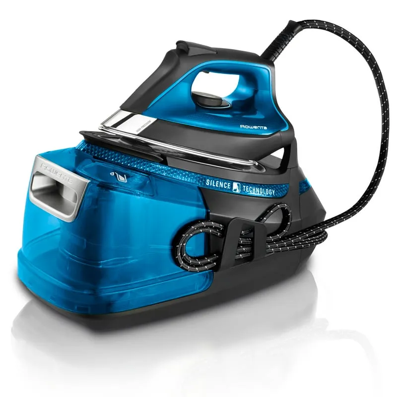 Rowenta Silence Steam Pro DG9222, Ferro da Stiro con Caldaia Silenziosa, 2800W, 1.3 L, Microsteam 400 soleplate, 7.5 bar, 480 g/min, Nero/Blu
