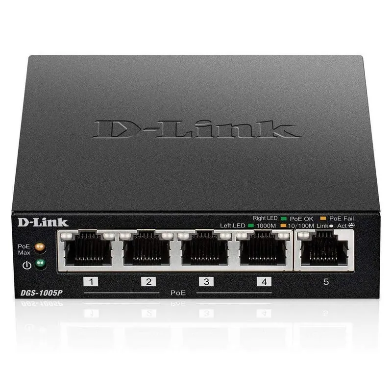 D-Link DGS-1005P Non gestito L2 Gigabit Ethernet (10/100/1000) Supporto Power over Ethernet (PoE) Nero