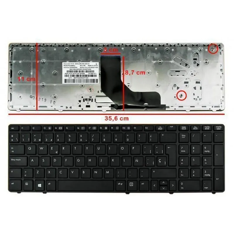 Tastiera portatile per HP Elitebook 8560P/Probook 6560B/6565B/6570B/6575B Nera