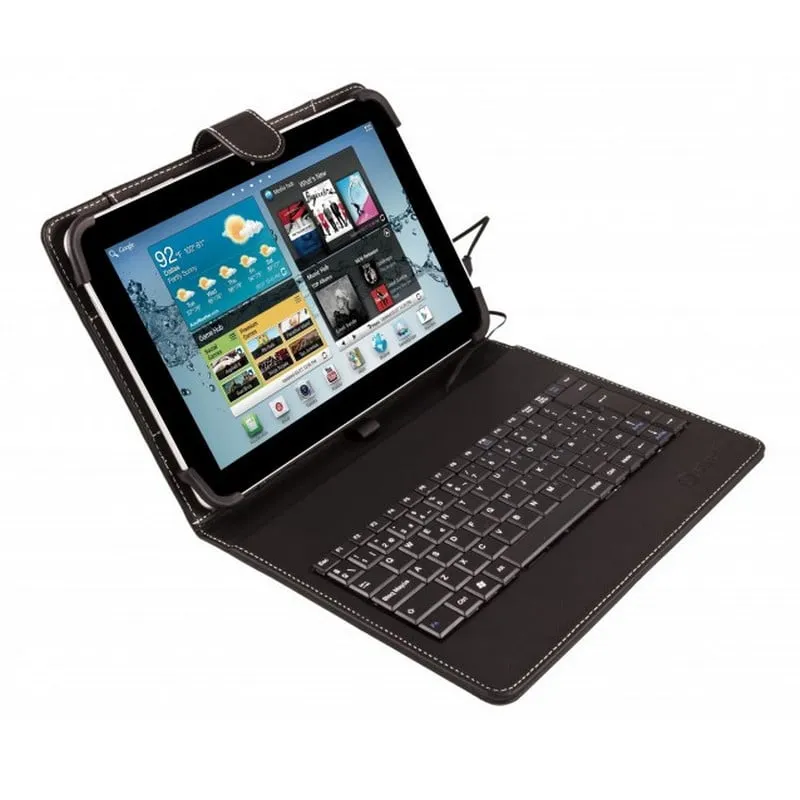 Custodia universale SilverHT con tastiera MicroUSB nera per tablet da 9" - 10,1".