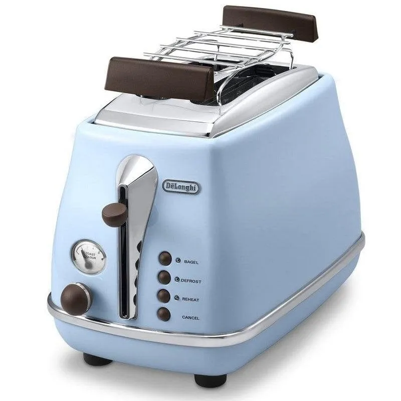 Tostapane vintage DeLonghi CTOV 2103.AZ 2 fessure 900 W Riscaldamento Scongelamento Blu